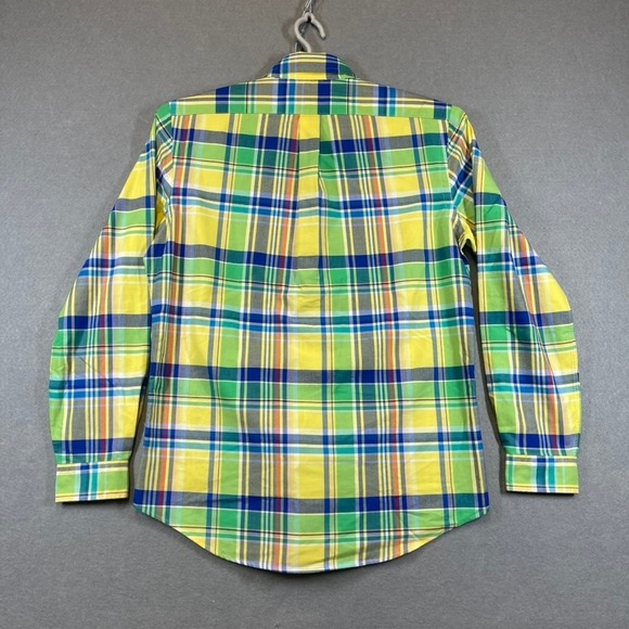 Polo Ralph Lauren Shirt Men Medium Yellow Madras Classic Long Sleeve Button Down - Picture 5 of 10